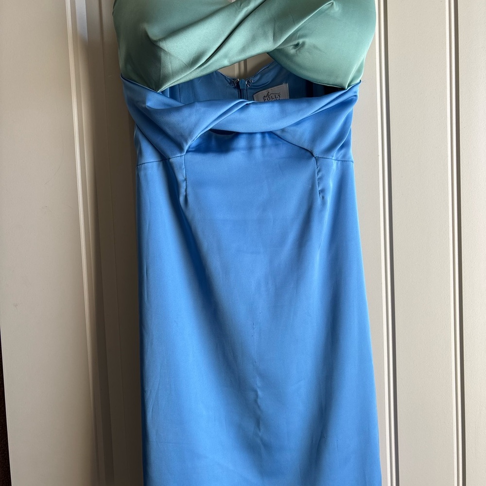 Oh Polly Elegant Blue and Mint Mini Dress